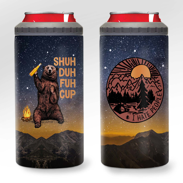 Shuh Duh Fuh Cup Bear Can Cooler Gift For Friends Insulated Stainless Tumbler Cup