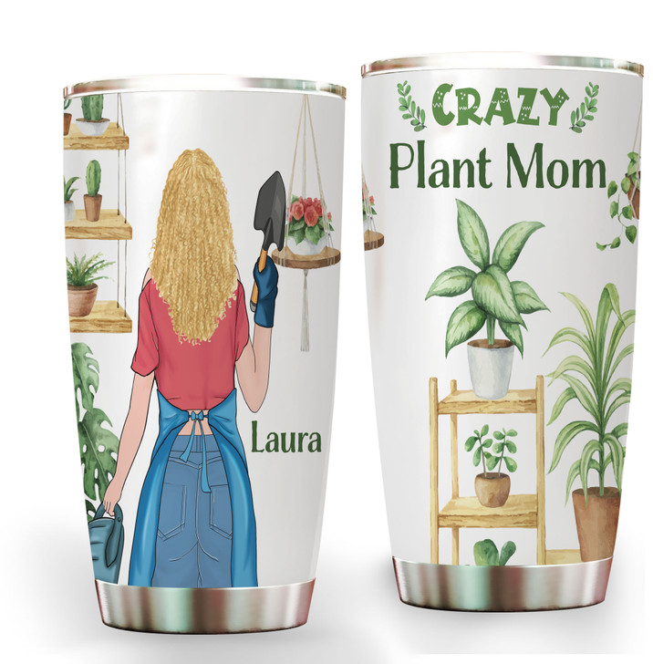 Personalized Gift For Mom Crazy Plant Mom Tumbler Cup