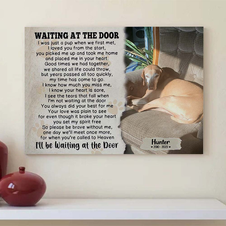 Customize Canvas Waiting At The Door , Memorable Present For Dog Lover