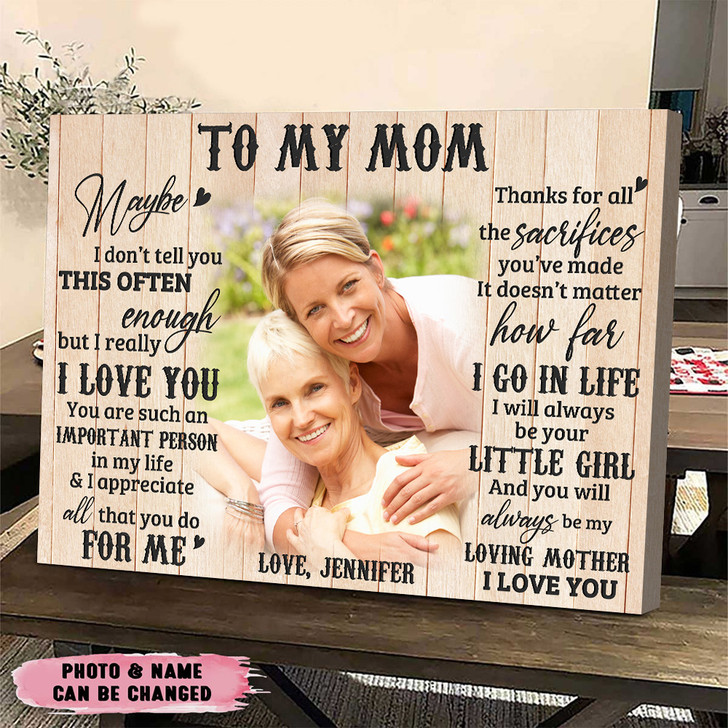 Personalized Canvas To My Mom Gift With Custom Name And Custom Photo