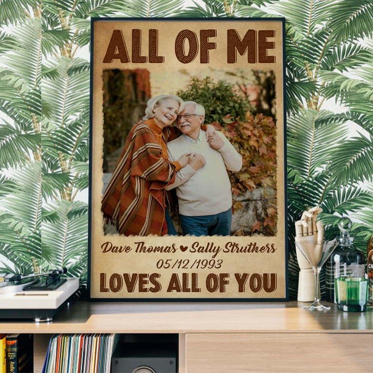 All Of Me Loves All Of You Unframed Poster, Personalized Gift For Couple