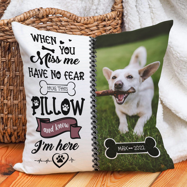 Personalized Dog Loss Memorial Pillow with Custom Photo and Name