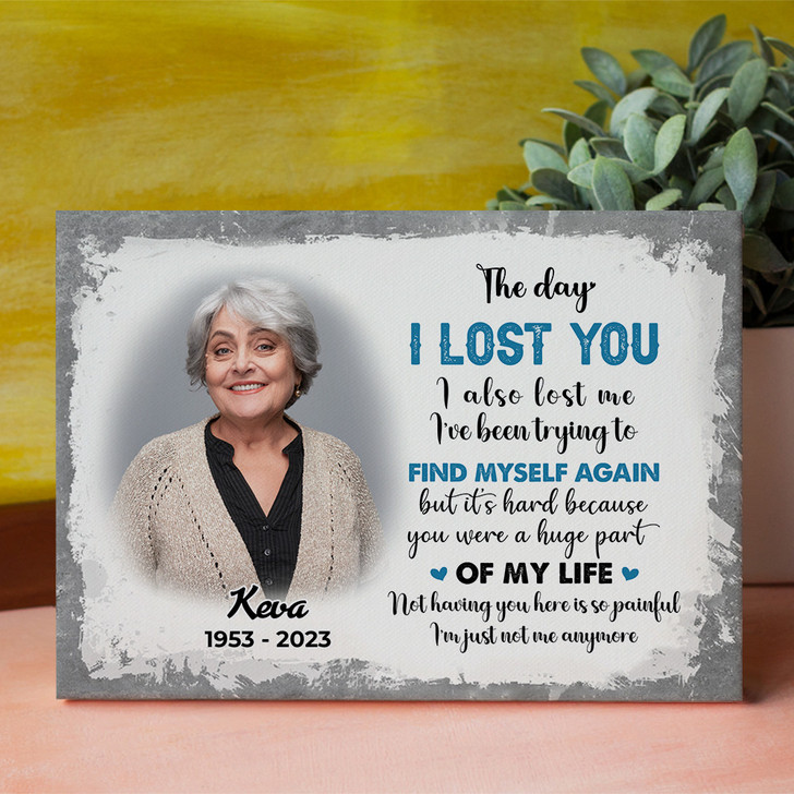 Personalized Bereavement Gift Custom Photo The Day I Lost You Memorial Canvas