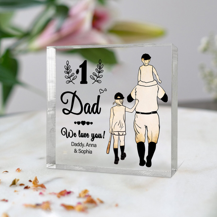 Number One Dad We Love You Personalized Square Acrylic Block