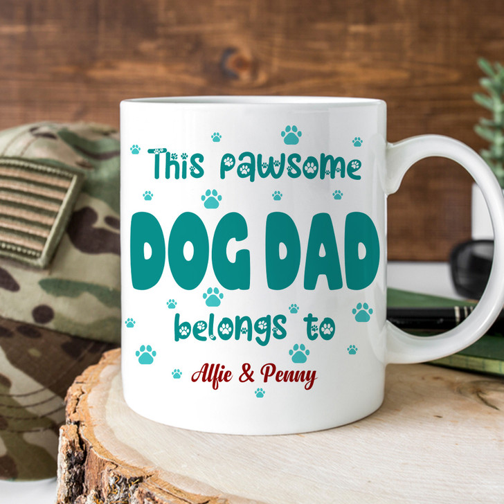 Personalized Gift For Dogfather Pawsome Dog Dad Coffee Mug