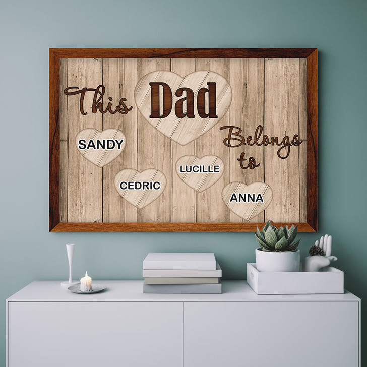 Sentimental Gift For Dad With Personalized Names This Dad Belongs To Canvas