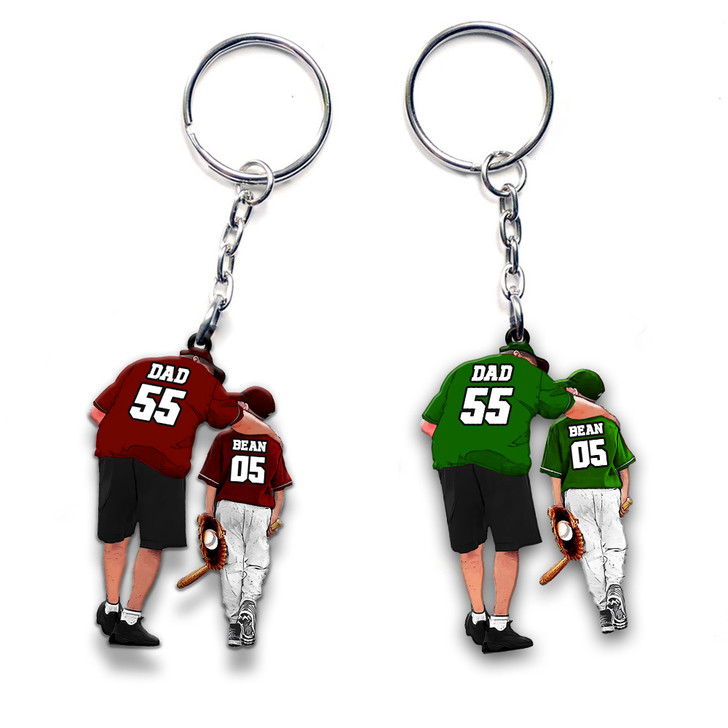 Personalized Keychain Dad And Son Baseball Players Custom Name And Number