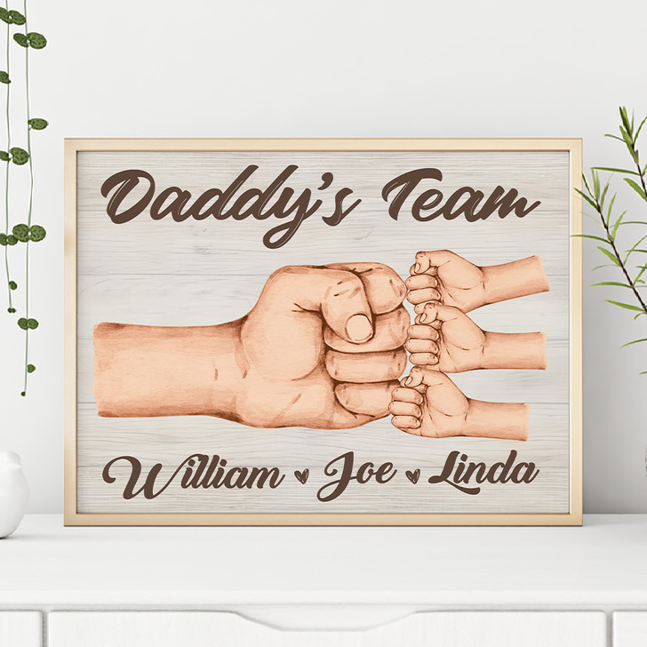 Personalized Unframed Poster For Dad Daddy's Team, Sentimental Gift For Father