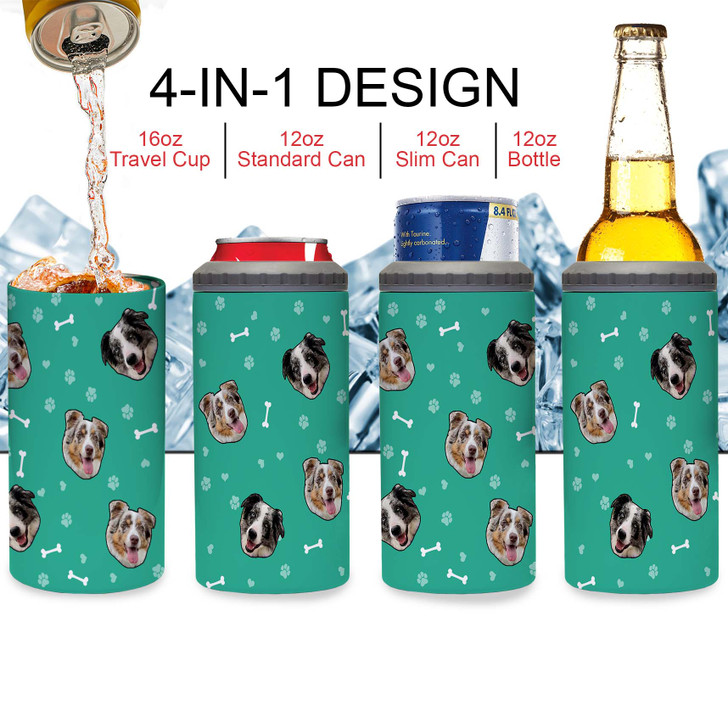 Personalized Gift For Dog Lovers Custom Stainless Steel Can Cooler  4-in-1