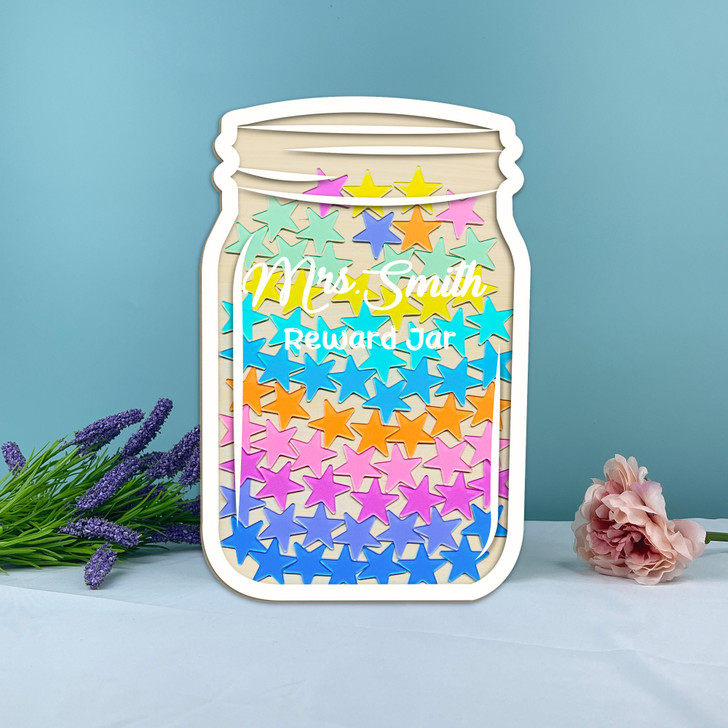 Personalized Reward Jar With Custom Name Star Charm, Custom Gift For Teacher