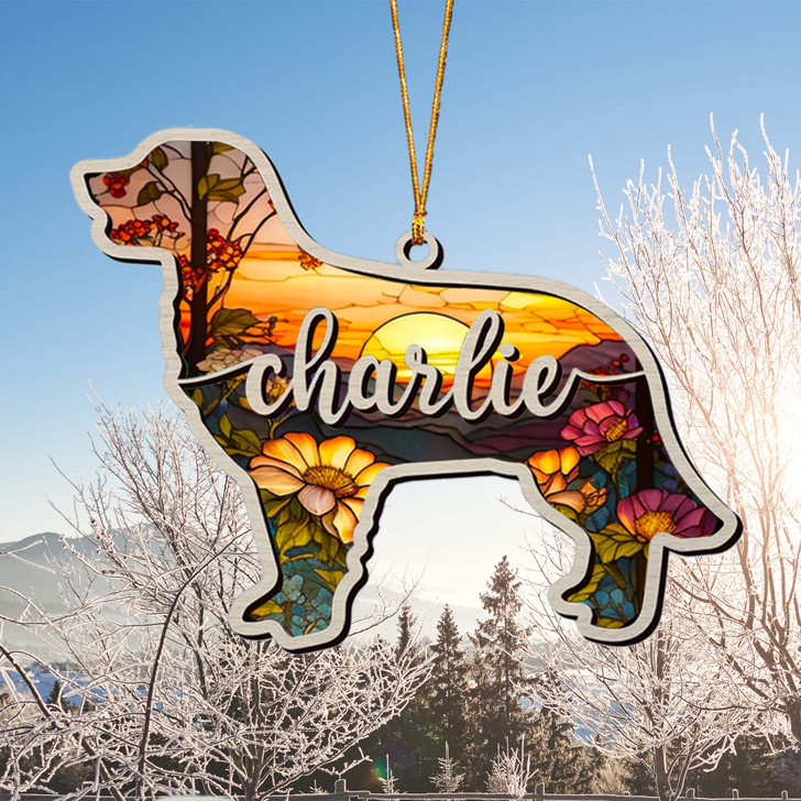 Personalized Dog Shape Ornament Custom Suncatcher Memorial Gift