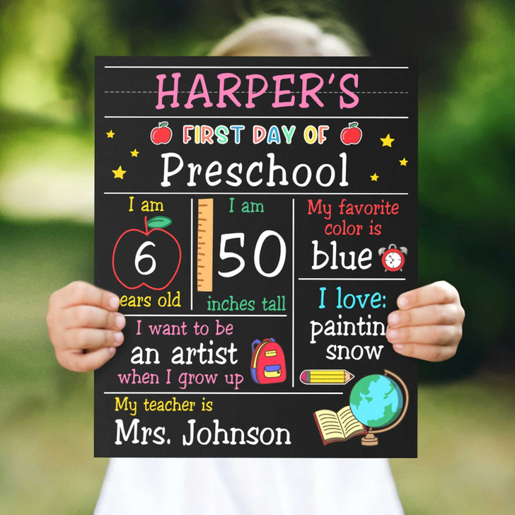 Custom Board First Day Of Preschool, First Day of School Board, Personalized Back To School Board