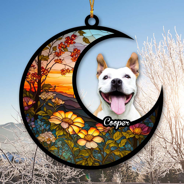 Personalized Gift For Dog Lovers Home Decor Suncatcher Ornament Photo Upload