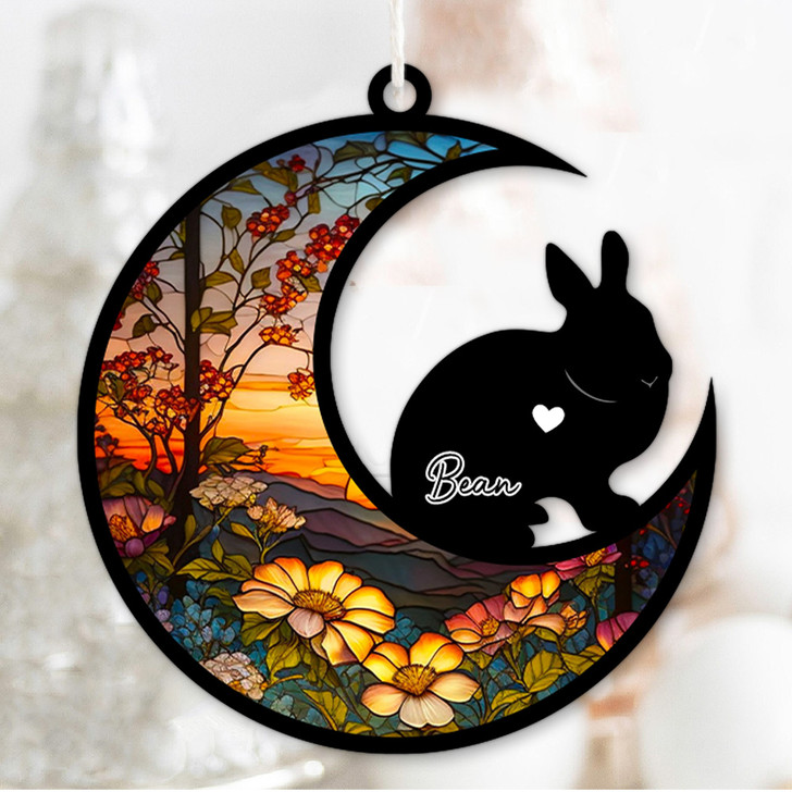 Personalized Gift For Rabbit Lovers Netherland Dwarf Rabbit Suncatcher Ornament Custom Name