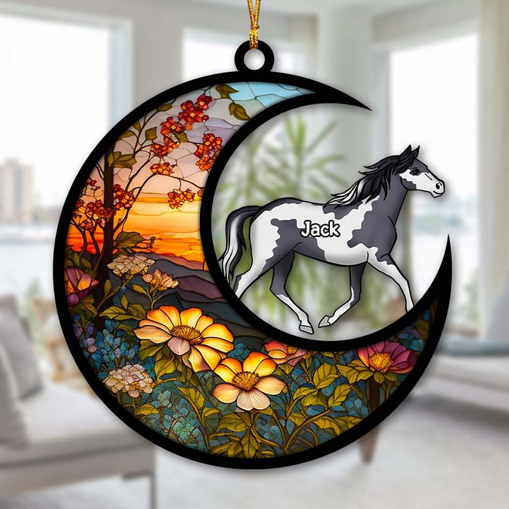 Personalized Gift For Horse Lovers Custom Horse Suncatcher Ornament