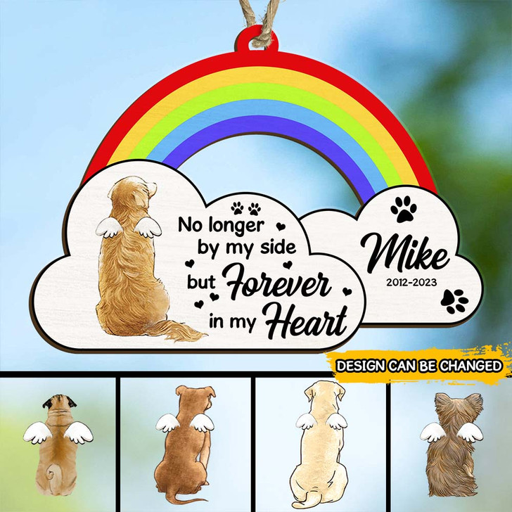 Personalized Rainbow Ornament Memorial Gift for Dog Lovers Dog with Angel Wings