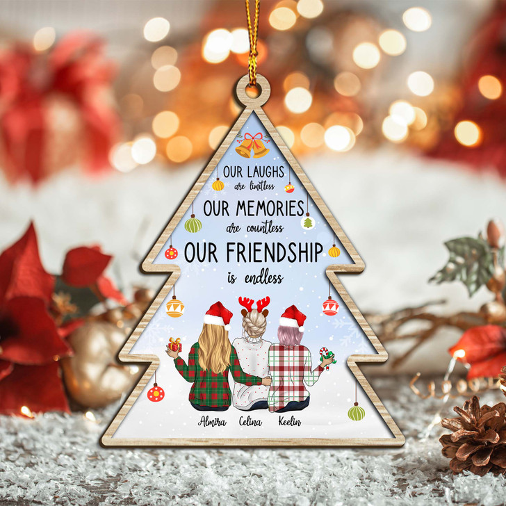 Personalized Christmas Gift for Besties and Friends, Wooden Christmas tree Ornament