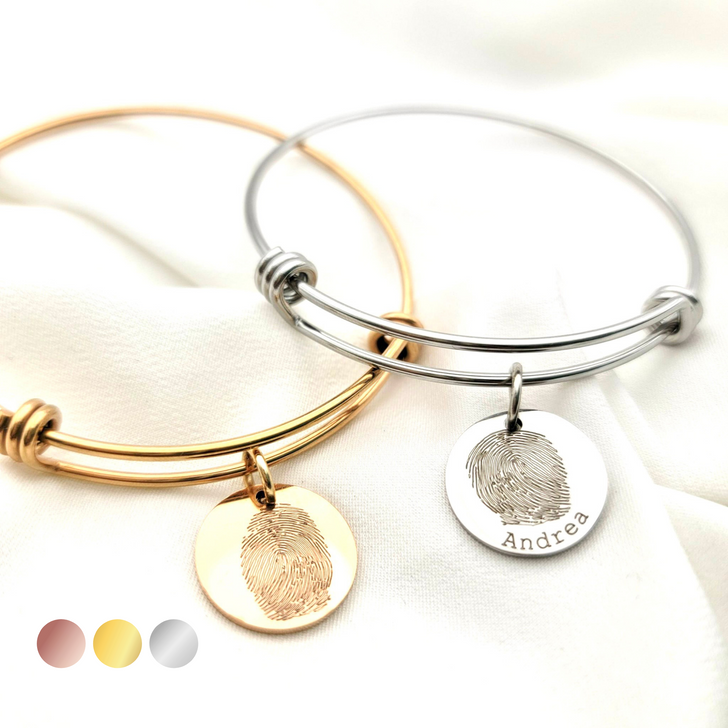 Birthday Gift For Her, Christmas Gift Personalized Fingerprint Bracelet Engraved Signature Bracelet