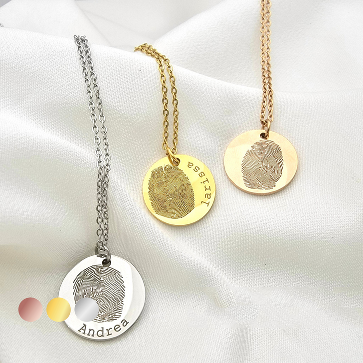 Personalized Necklace For Her Fingerprint Charm Birthstone Necklace