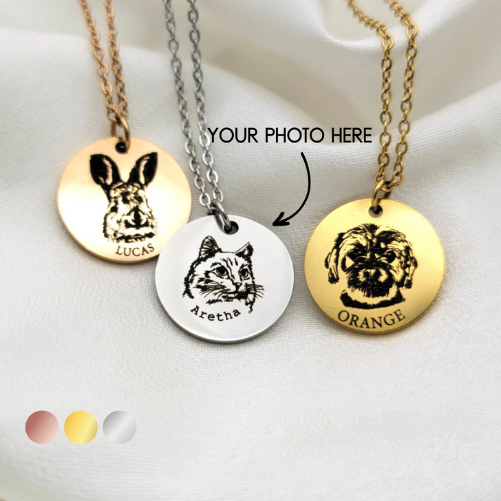 Custom Pet Portrait Necklace, Gift For Pet Mom, Pet Memorial Gift