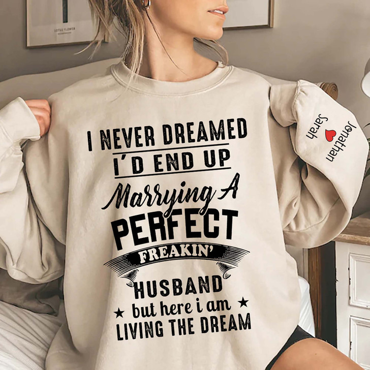 Personalized Gift For Wife From Husband Printed Sleeve Sweat Shirt Imprint Sweater Hoodie