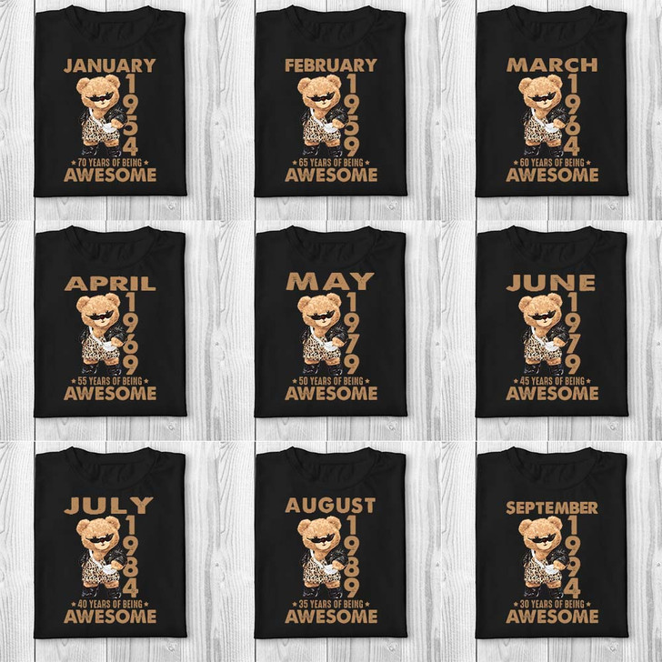 (For 2024 Ship next day) Personalized Birthday Gift Custom Shirt Years Of Being Awesome Cool Leopard Bear