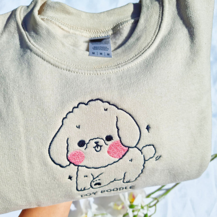 Toy poodle Embroidery Sweatshirt and Hoodie, Cute Gift for Dog Lover