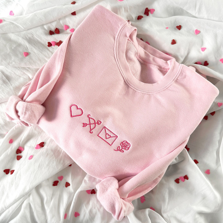 Valentine's Cute Icon Embroidery Sweatshirt and Hoodie