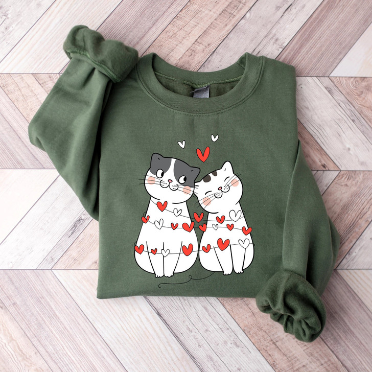 Cute Couple Cat Valentine Shirt for Cat Lovers, Cute Gift for Couple