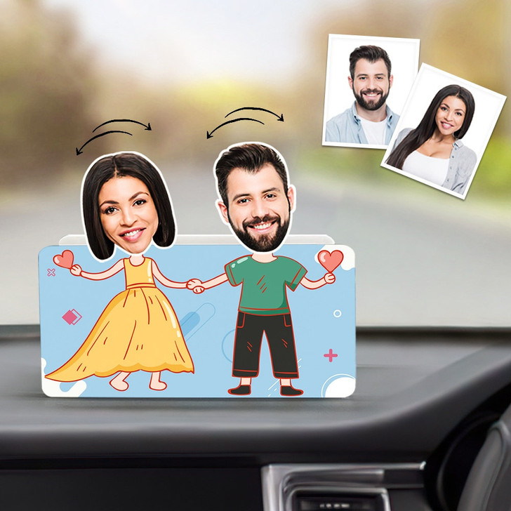 Personalized Couple Head Shaking Ornament, Home and Car Decoration