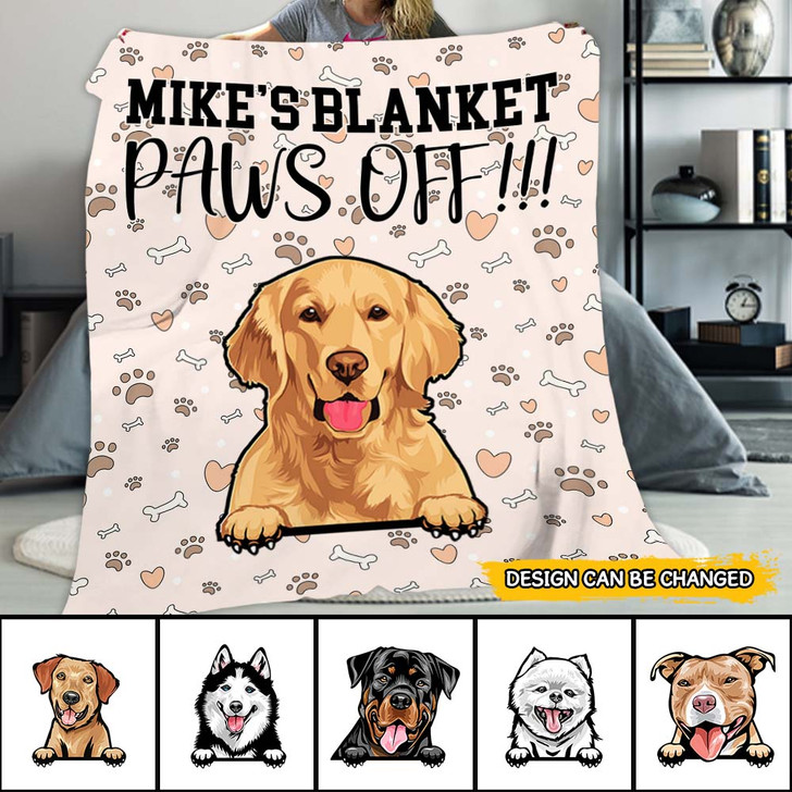 Personalized Gift For Dog Lovers Paws Off Blanket, Dog Owners Custom Blanket
