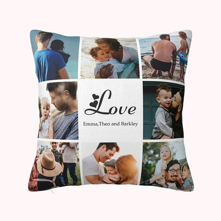 Personalized Photo Collage Pillow Home Decor, Gift for Couple