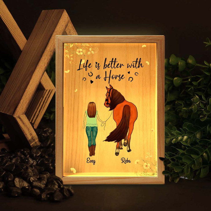 Personalized Gift For Horse Lovers  Little Girl With Horse Custom Picture Frame Light Box