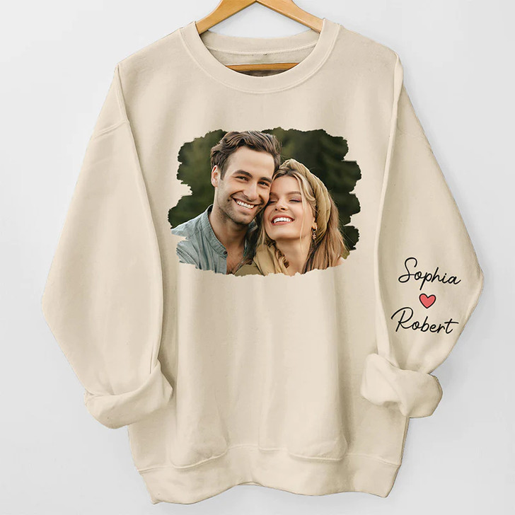 Personalized Couple Printed Sleeve Sweatshirt Custom Photo