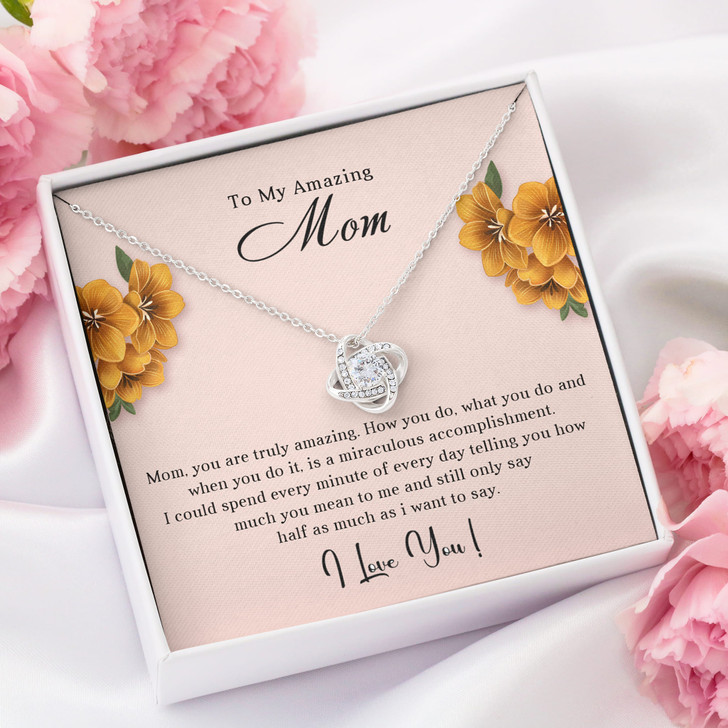 To My Amazing Mom Love Knot Necklace - Beautiful Gift for Mom