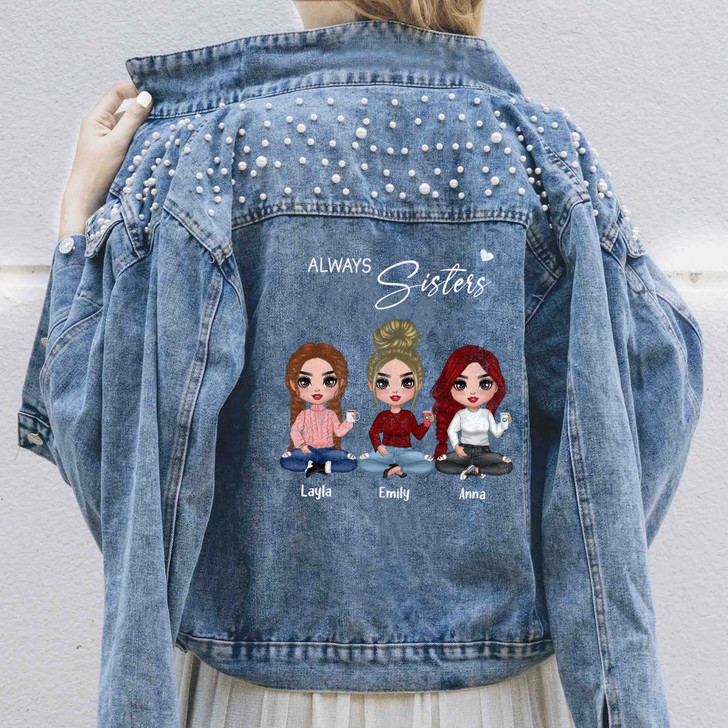 Personalized Gift for Sisters and Friends Denim Jeans Jacket for Besties