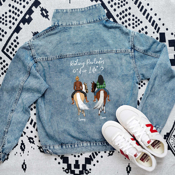Personalized Gift For Horse Lovers Besties Riding Horse Jeans Denim Jacket