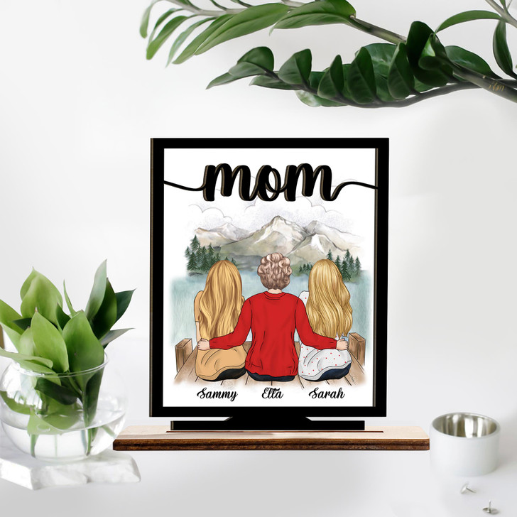 Custom Gift For Mom Personalized Wooden Sign Mom With Daughters