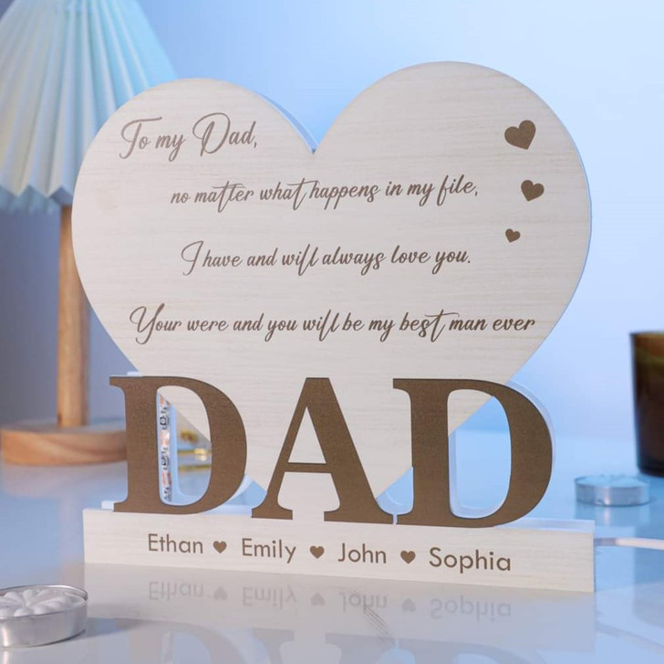 Personalized Meaningful Gift for Father Day, Heart Shaped Light Box