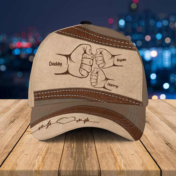 Personalized Father's Day Gift, Punch Hand Set with Dad & Kid Cap