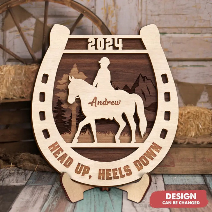 Personalized Wooden Hoof Art  Design Girl With Horse