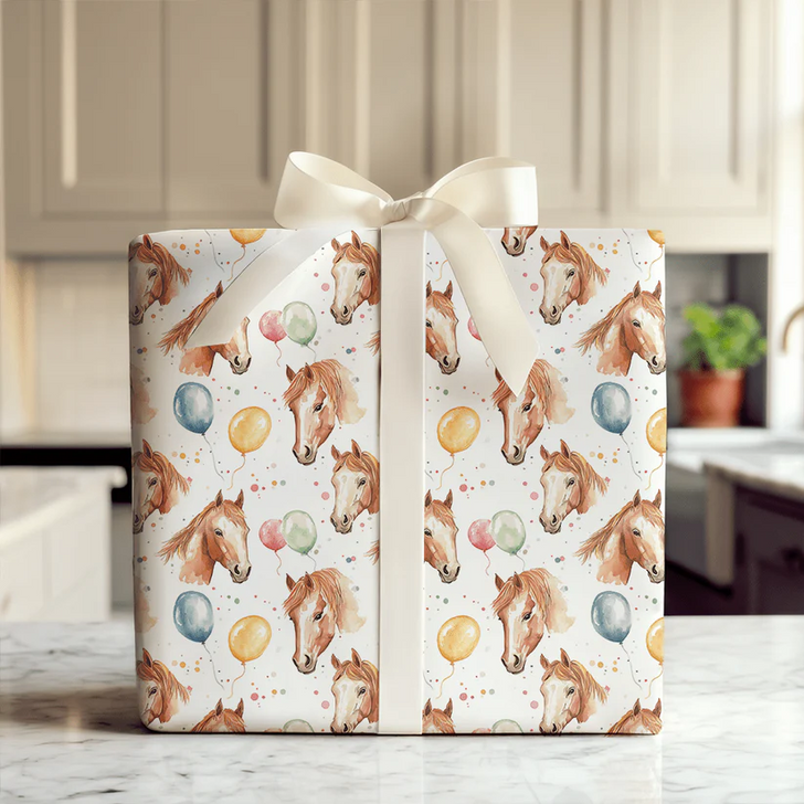 Party Time Christmas Gift Wrapping Paper For Horse Lover