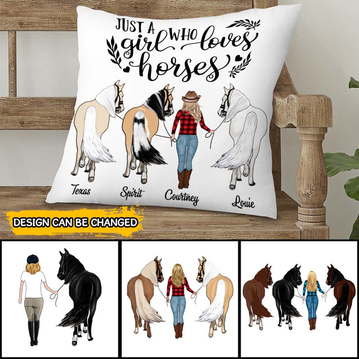 Personalized Gift For Horse Lover Girl With Horses Pillow