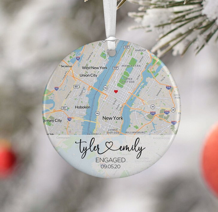 Personalized Gift For Engaged Couple Love Map Ornament