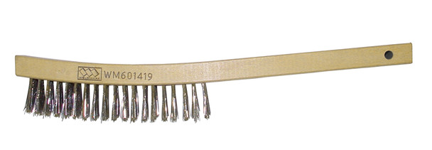 Weldmark Curved Handle Scratch Brush, 4 x 19 Rows, Stainless Steel Wire WM601419
