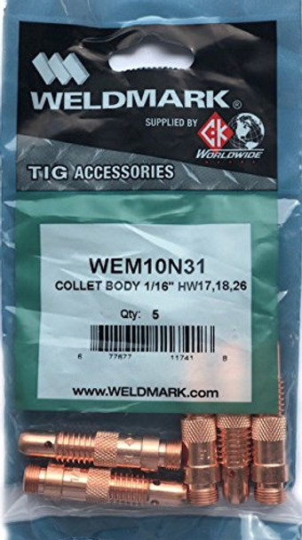 Weldmark 10N31 Collet Body, 1/16" (1.6mm) | PKG = 5 by CK Worldwide