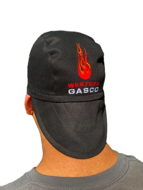 Beanie Peak Hat  - Black w/Red Flames - Various Sizes