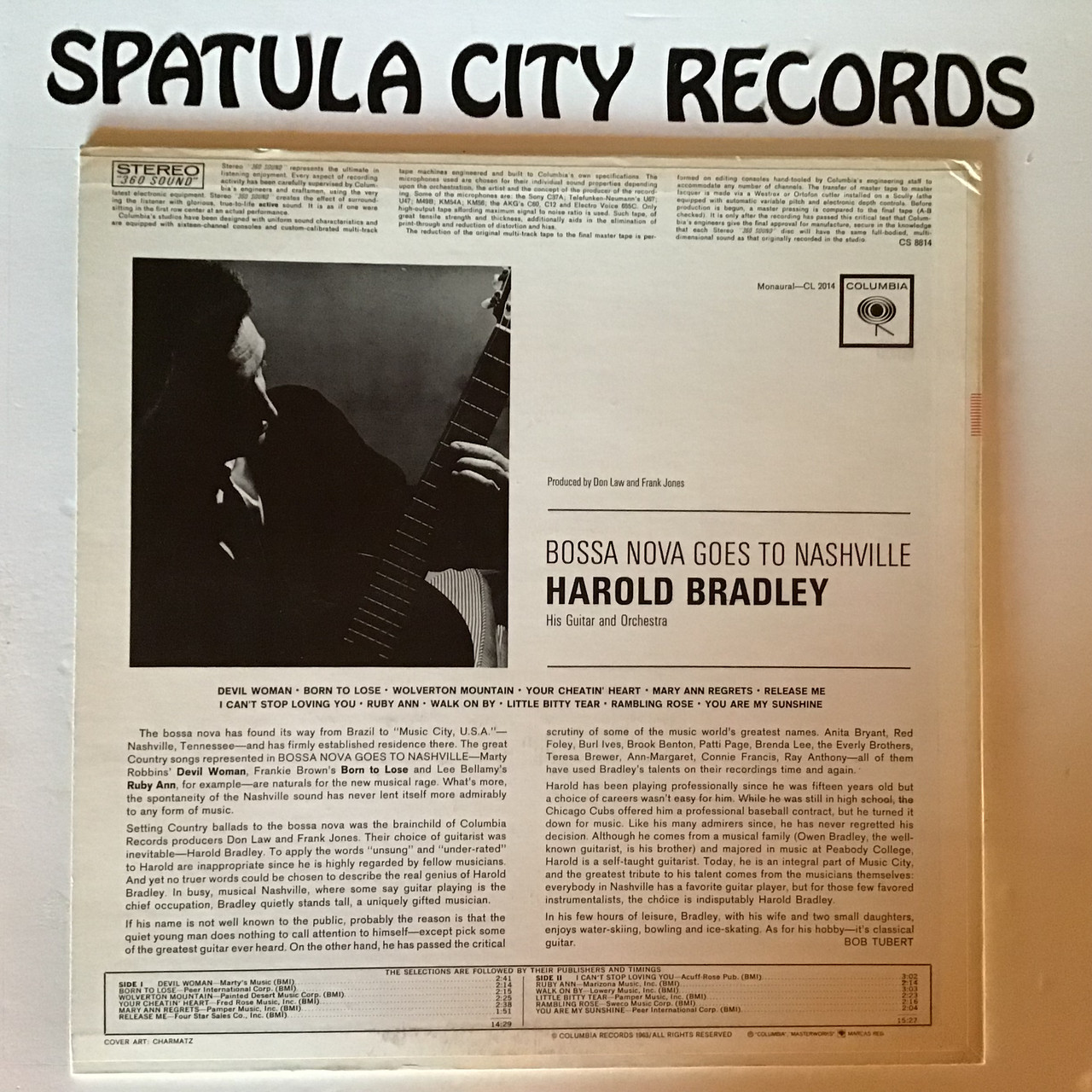 Harold Bradley His Guitar and Orchestra - Bossa Nova Goes to Nashville - vinyl record album LP