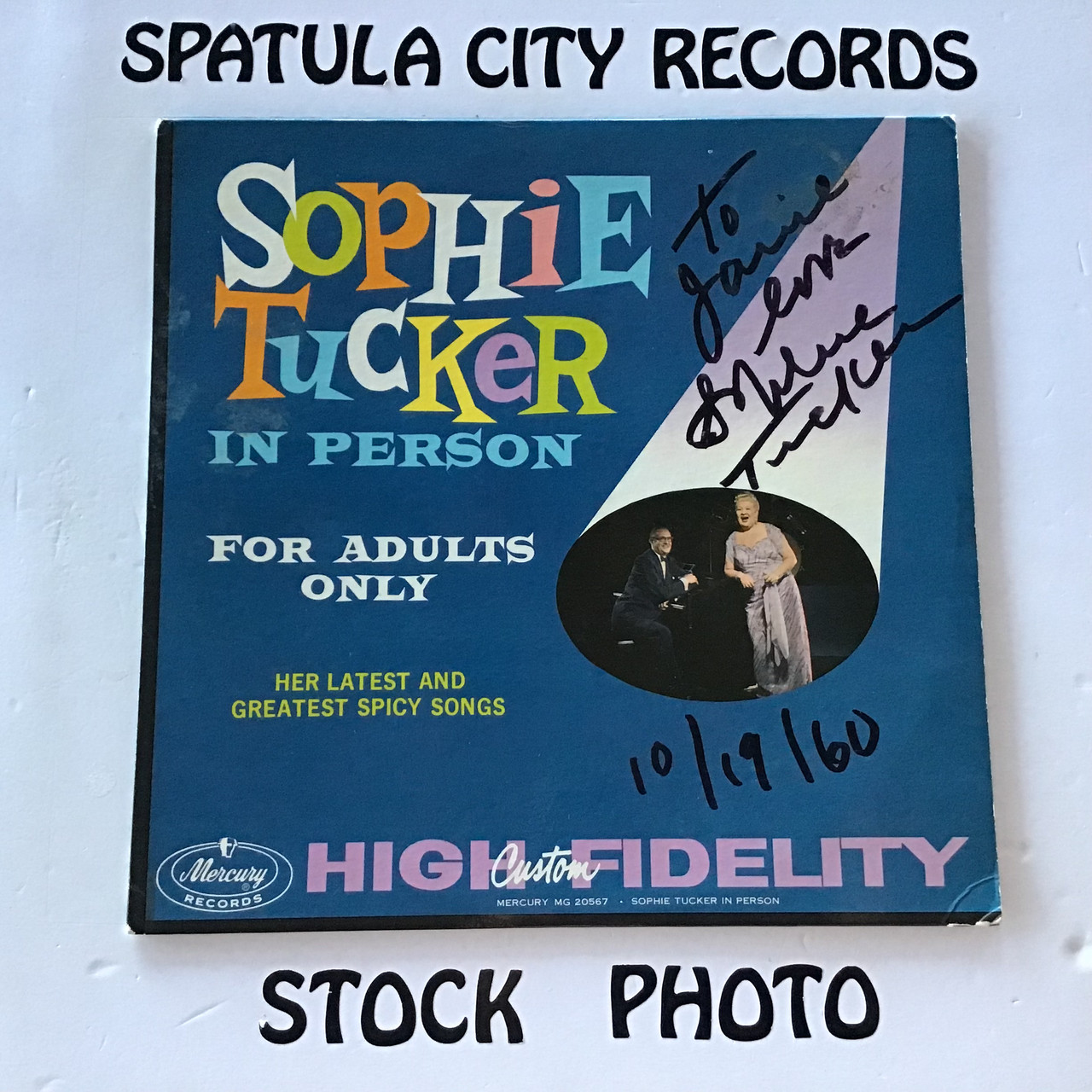 Sophie Tucker - Sophie Tucker In Person - AUTOGRAPHED - - MONO - vinyl record LP
