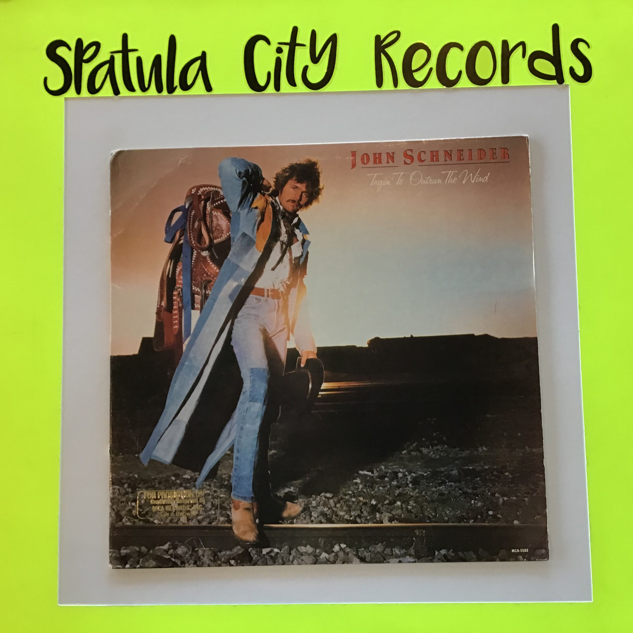 John Schneider – Tryin' To Outrun The Wind - PROMO - vinyl record LP